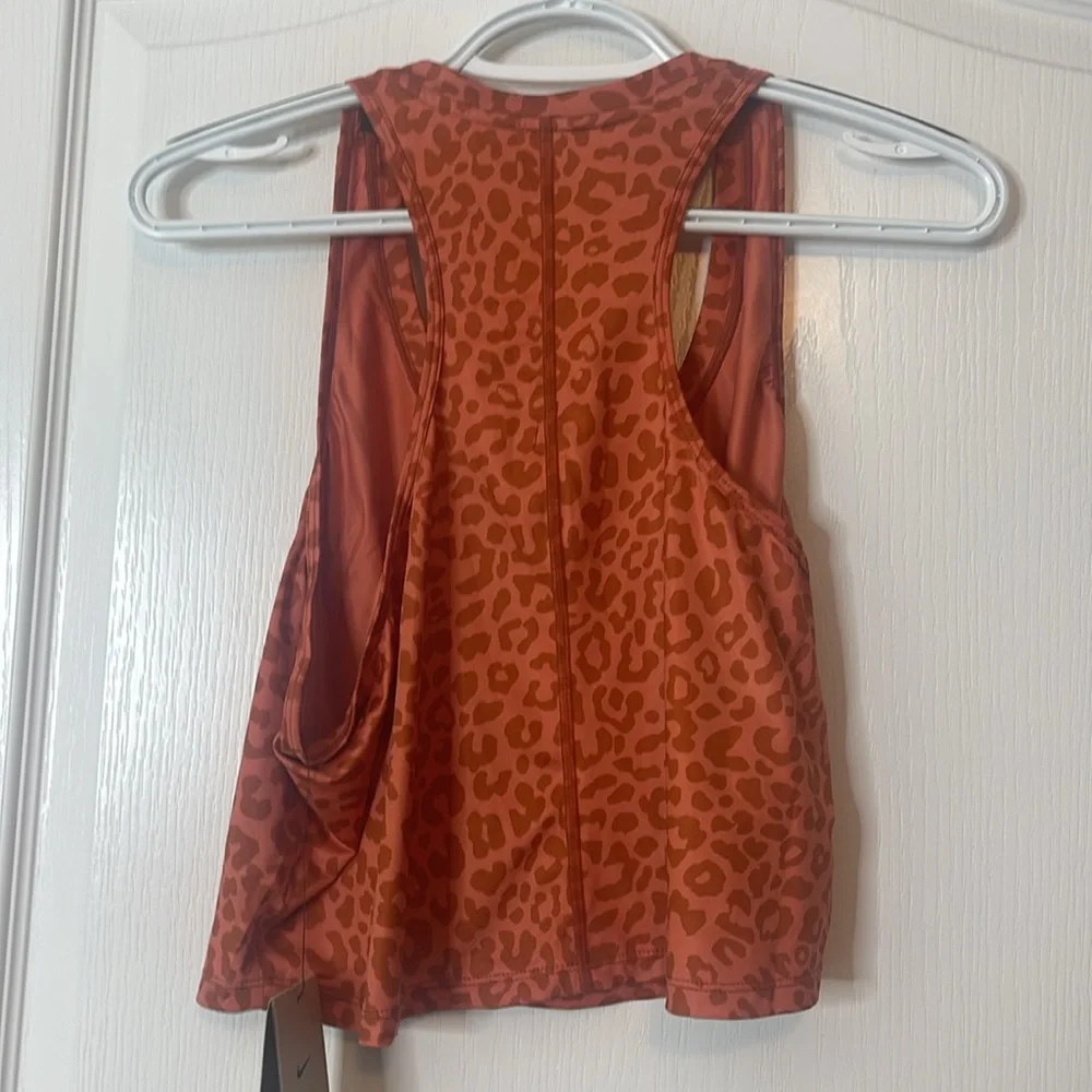 Nike Dri-Fit One Leopard Print Cropped Tank Top Orange XL